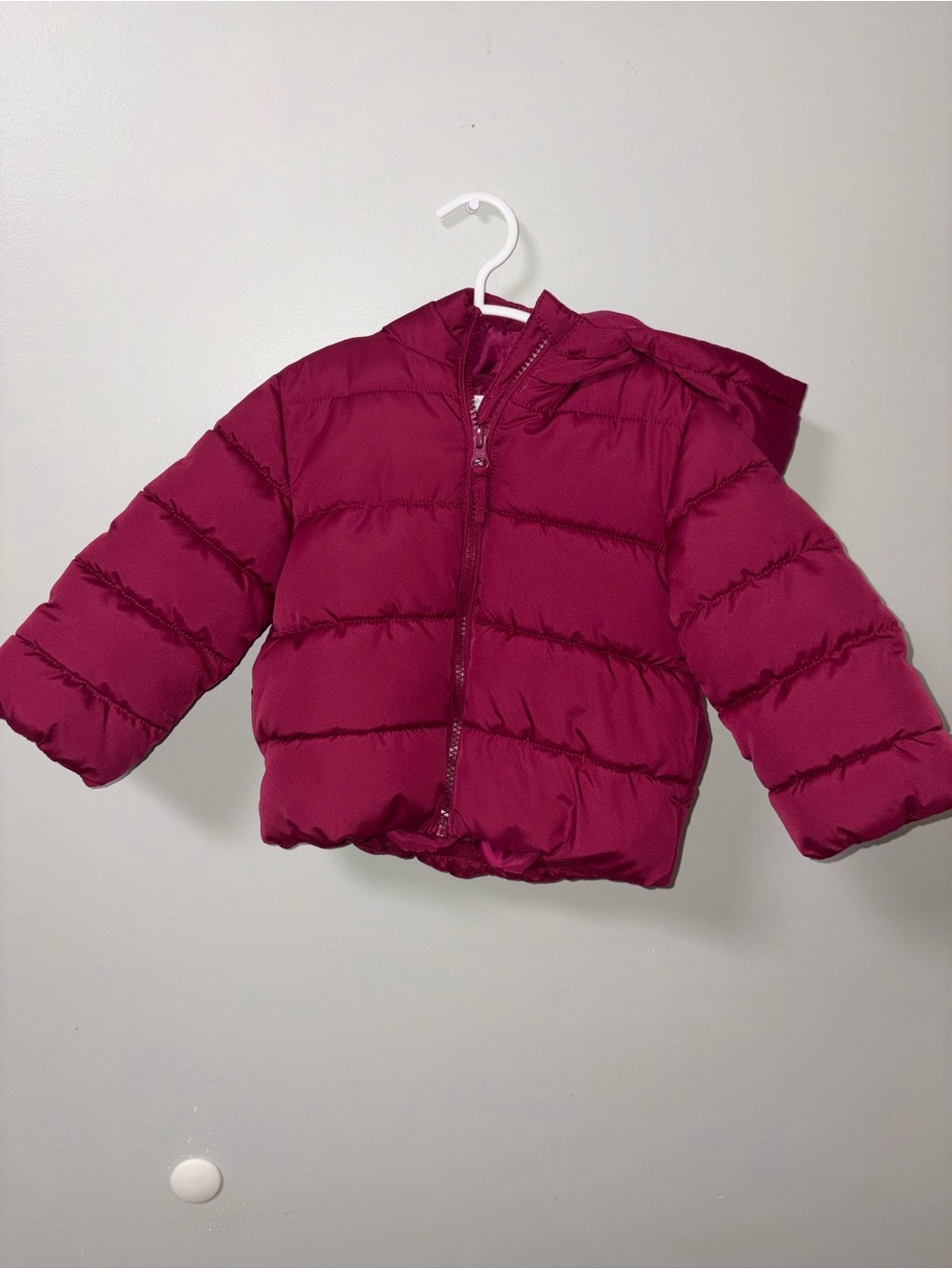 The Children’s Place Magenta Puffer Snow Jacket Zip Up Hooded Girls 18-24M